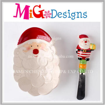Newest Ceramic Santa Plate and Spreader for Christmas Gift Ideas